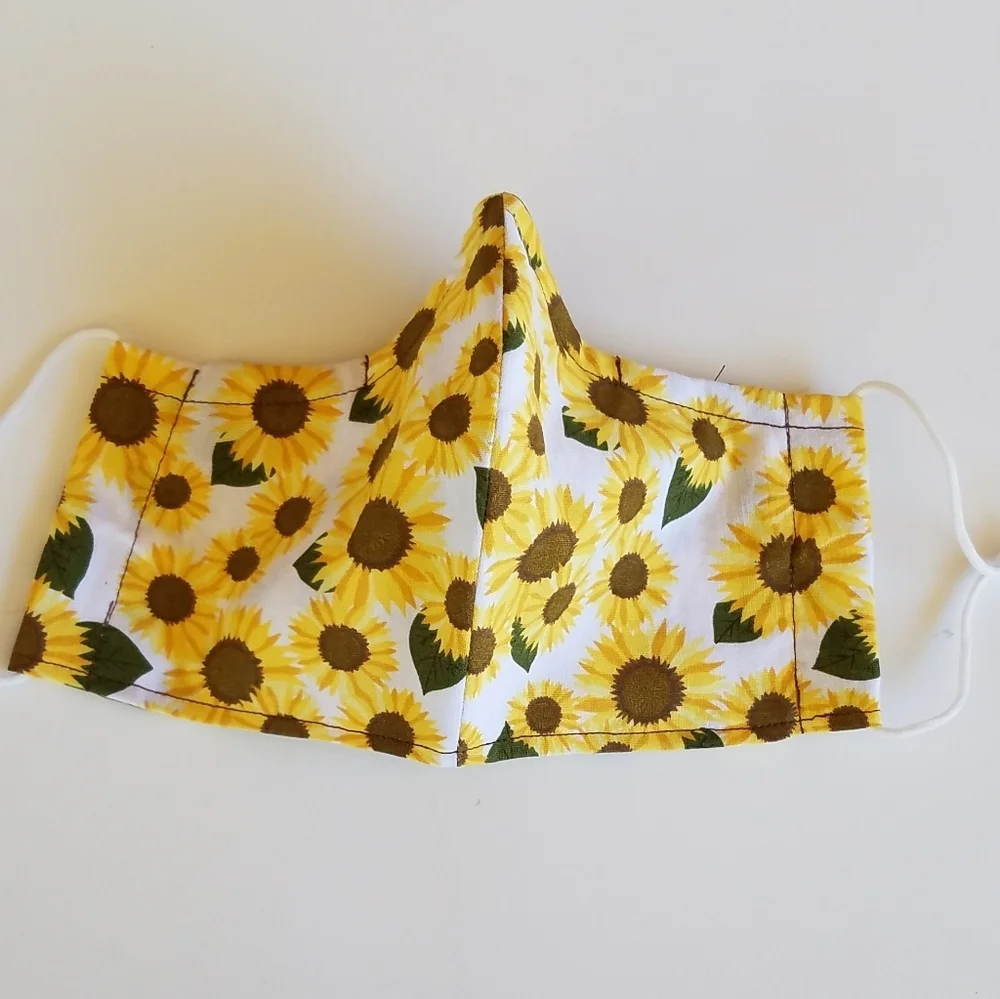 Hand Crafted Sunflower Face Mask Adult Yellow/Brown